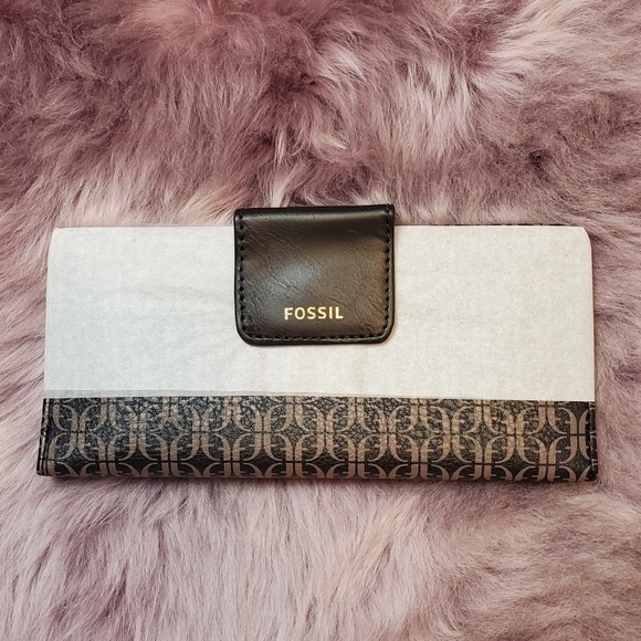 FOSSIL Madison Slim Clutch. Brown Leather NWT - Picture 2 of 4